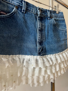 Ruffle Trim Denim Skirt