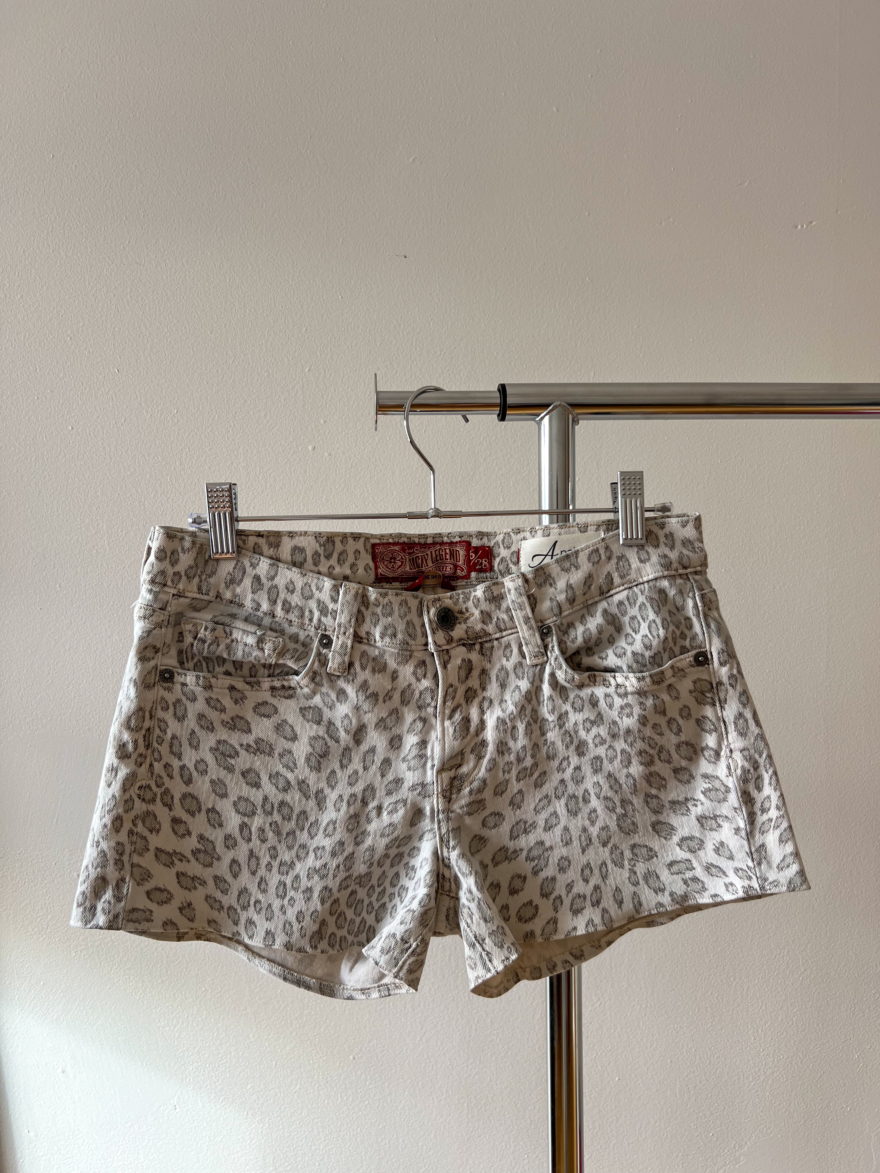 Leopard Beaded Denim Shorts