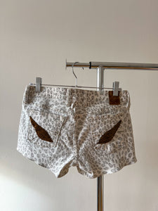 Leopard Beaded Denim Shorts