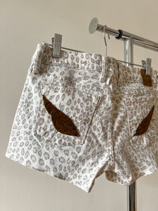 Leopard Beaded Denim Shorts