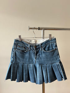 Pleated Denim Skirt