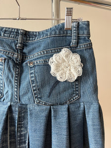 Pleated Denim Skirt