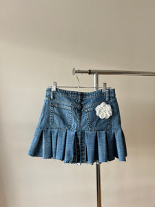 Pleated Denim Skirt