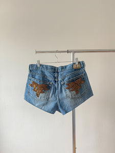 Beaded Denim Shorts