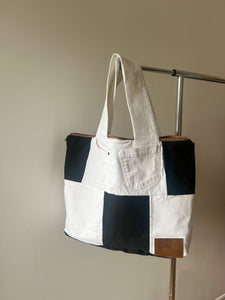 Mina Tote - Black & White Denim