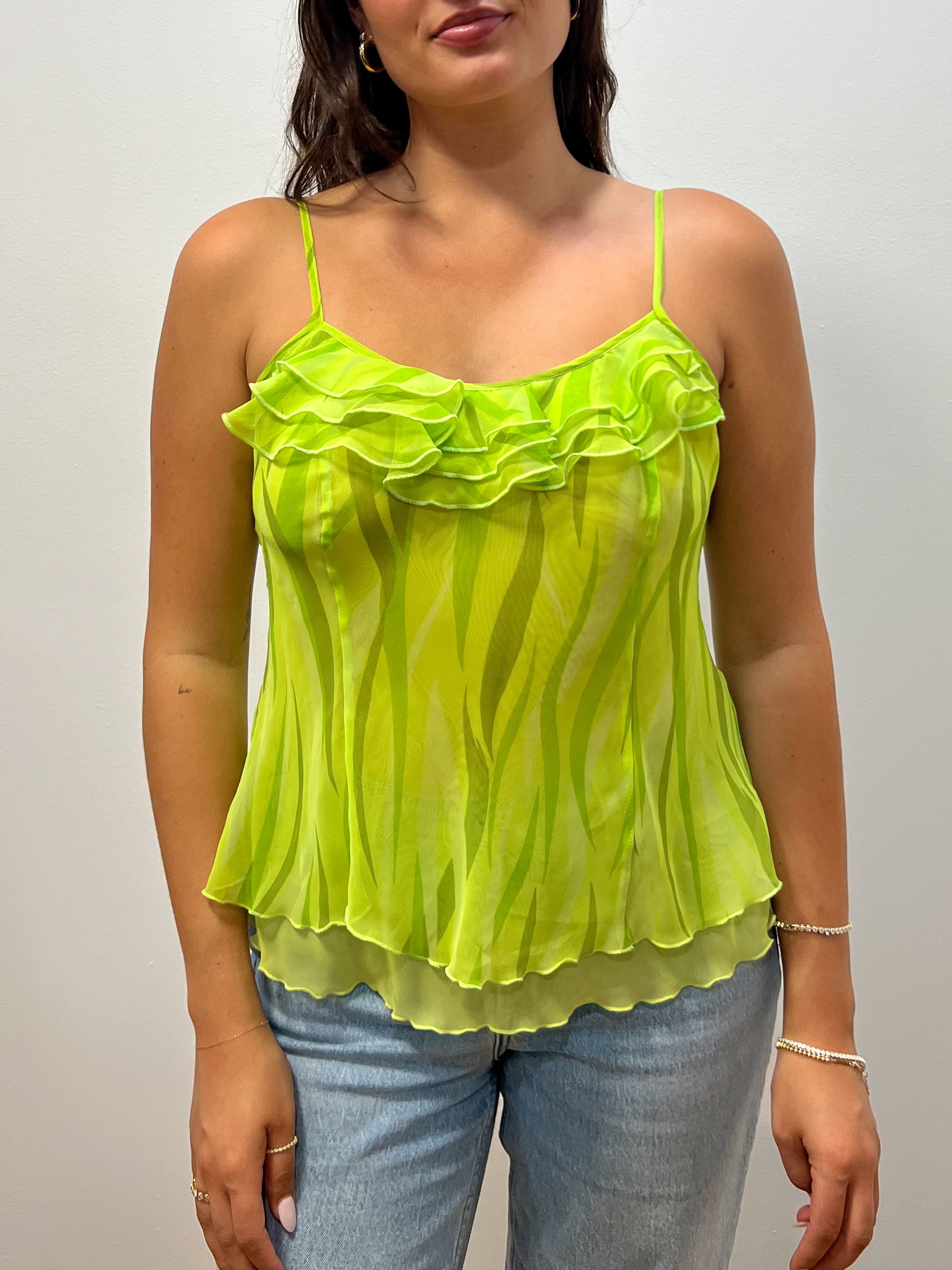 Green Ruffle Cami Top