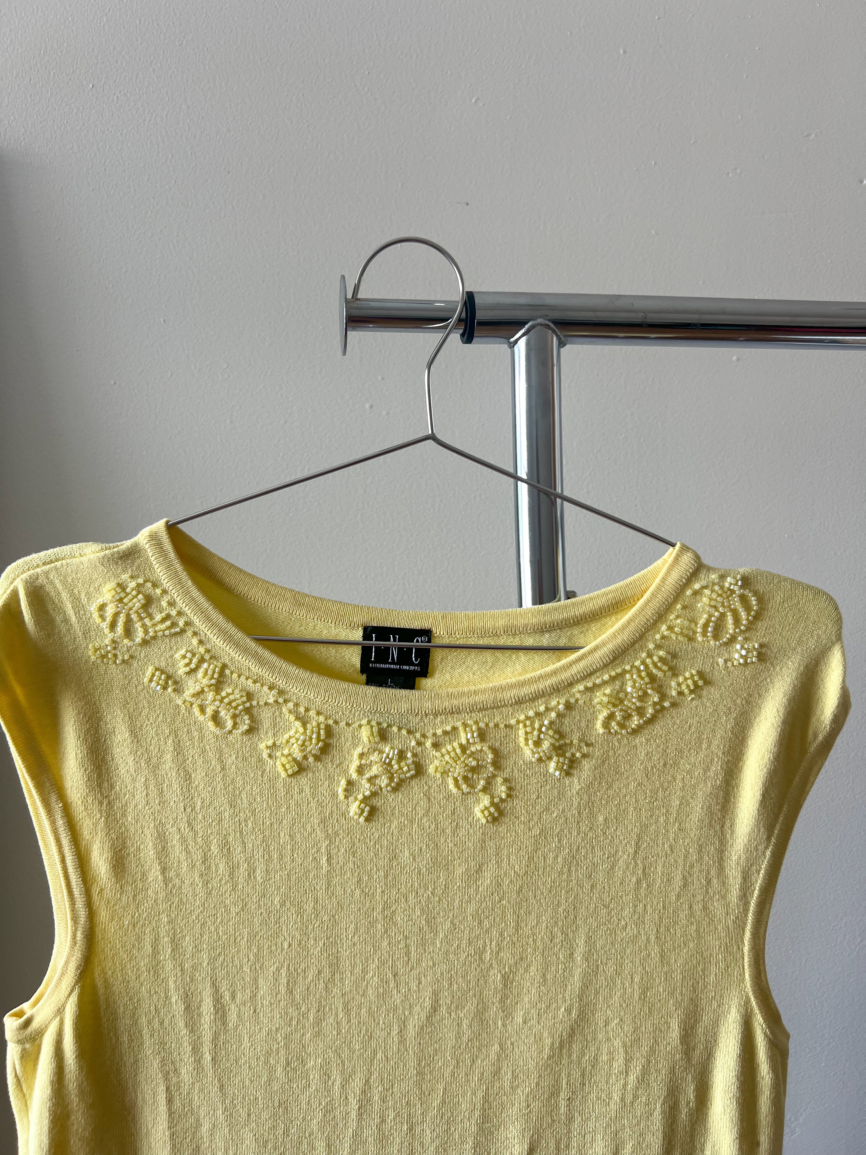 Yellow Beaded Top
