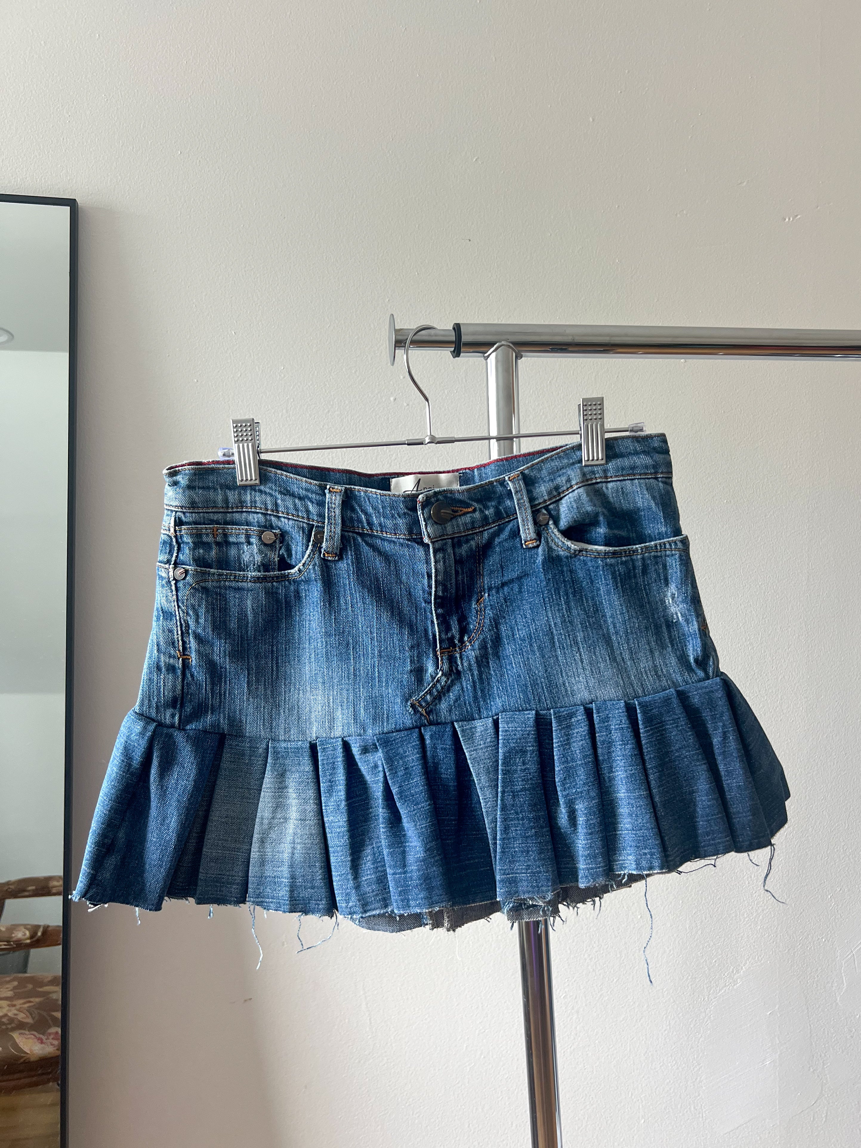 Pleated Denim Skirt