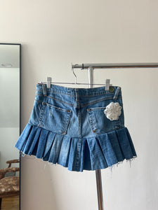 Pleated Denim Skirt